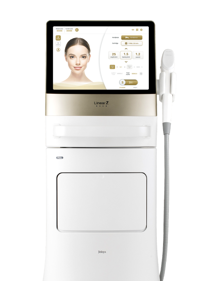 리니어지 초음파 리프팅 장비와 핸드피스를 보여주는 장비 비주얼 이미지