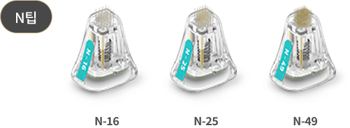 멀티니들 팁과 원니들 팁을 포함한 포텐자 침습형 팁 종류를 보여주는 이미지 - N팁