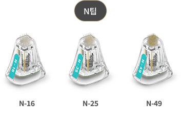멀티니들 팁과 원니들 팁을 포함한 포텐자 침습형 팁 종류를 보여주는 이미지 - N팁