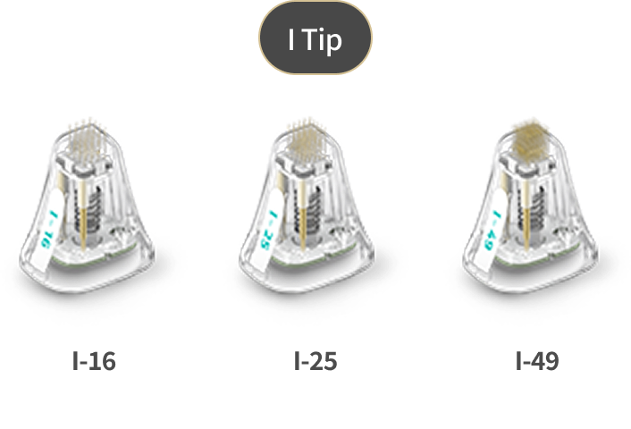 Image showing the types of Potenza invasive tips, including multi-needle and single-needle tips - I-tip