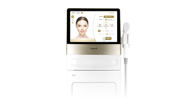 바디 리니어지 초음파 리프팅 장비와 핸드피스를 보여주는 장비 비주얼 이미지