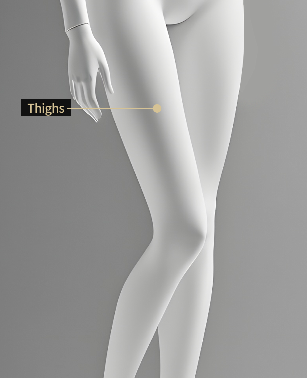 Body image showing the areas where Onda Lifting is applied (lower body)