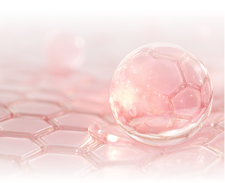 스컬트라 PLLA가 피부 진피층에서 작용하는 원리를 표현한 분자 구조 일러스트