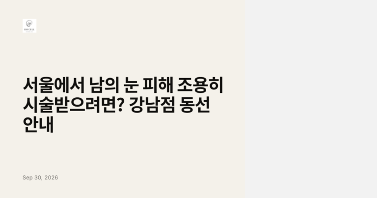서울에서 남의 눈 피해 조용히 시술받으려면? 강남점 동선 안내